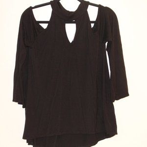 Paradiso Keyhole Cold Shoulder Black Blouse Size L